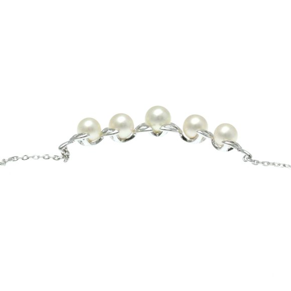 Mikimoto Pearl Leaf Motif Necklace Silver Pearl Men,Women Fashion Pendant Nec... - Picture 3 of 8
